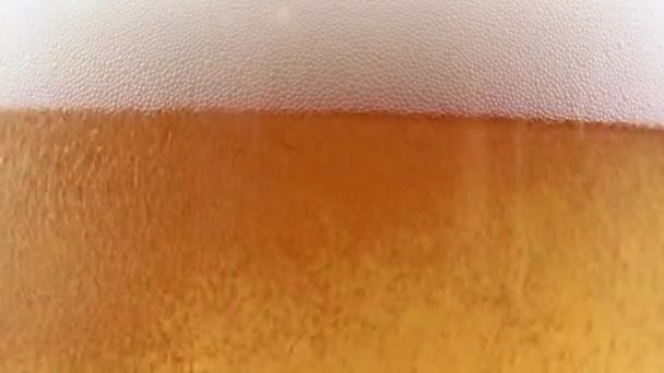 Air Bubbles Foam Surface Glass Lager — Stock Video