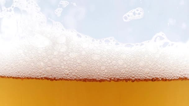 Air Bubbles Foam Surface Glass Lager — Stock Video