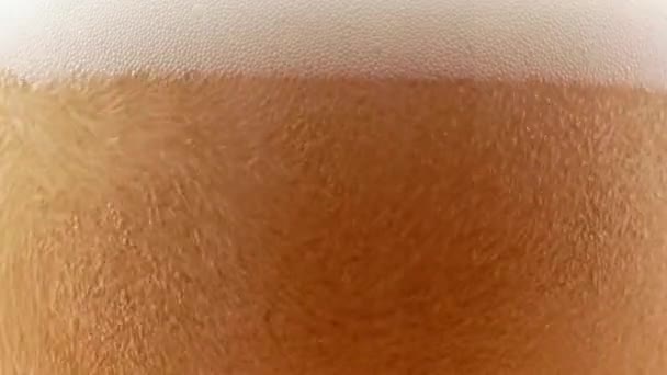 Bolhas Espuma Superfície Copo Cerveja — Vídeo de Stock