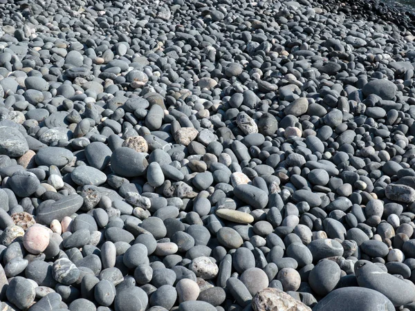 Pedras Arredondadas Cortadas Pela Maré Mar Uma Praia Telha — Fotografia de Stock