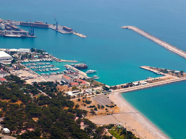 Mechanizmy Pracy Obszarze Wodnym Portu Morskiego Budynków Antalya Turcji — Zdjęcie stockowe