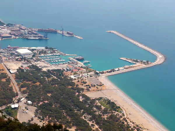 Mechanizmy Pracy Obszarze Wodnym Portu Morskiego Budynków Antalya Turcji — Zdjęcie stockowe