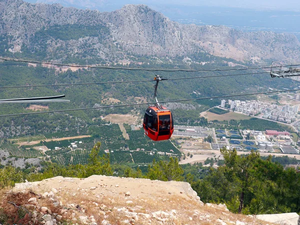 cable car on the slope of the mountain range Tyunektepe near the city of Antalya Turkey