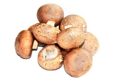 Pişirmek için bir grup taze mantar.