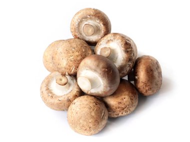 Pişirmek için bir grup taze mantar.