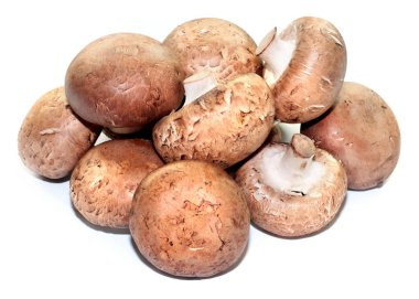 Pişirmek için bir grup taze mantar.