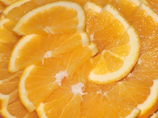 Schöne Scheiben Reife Frische Orange Zum Essen Zubereitet — Stockfoto