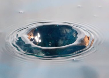 a drop of water falls on the surface of the liquid creating bizarre patterns