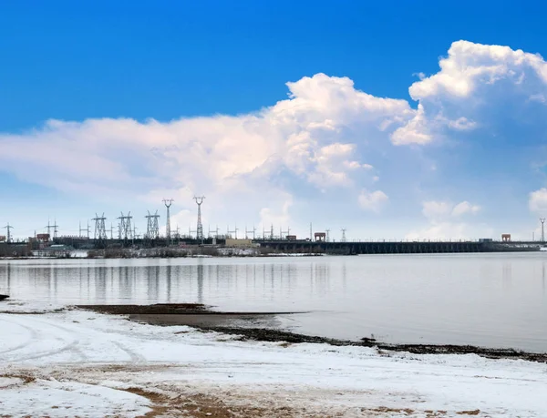 Buildings Main Structures Hydroelectric Power Station Volga River City Volgograd — ストック写真