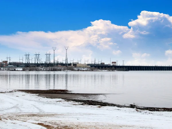 Buildings Main Structures Hydroelectric Power Station Volga River City Volgograd — ストック写真