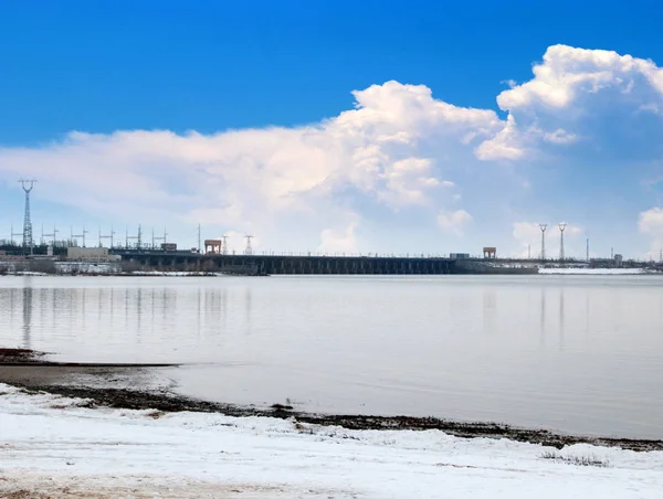 Buildings Main Structures Hydroelectric Power Station Volga River City Volgograd — Stockfoto