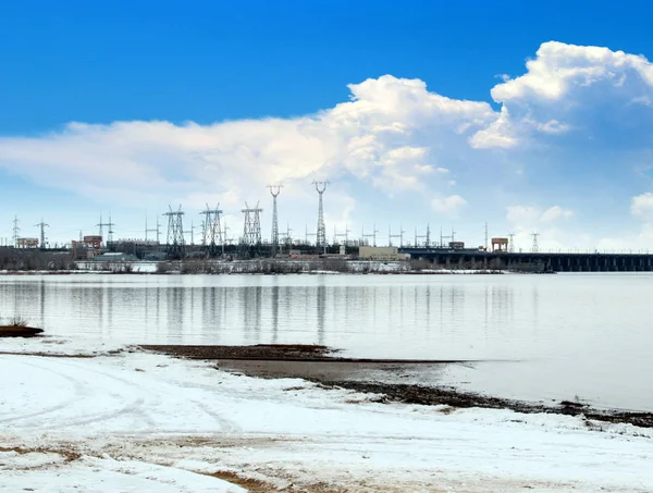 Buildings Main Structures Hydroelectric Power Station Volga River City Volgograd — Stockfoto