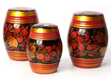 beautiful wooden dishes painted with oil paints and varnished