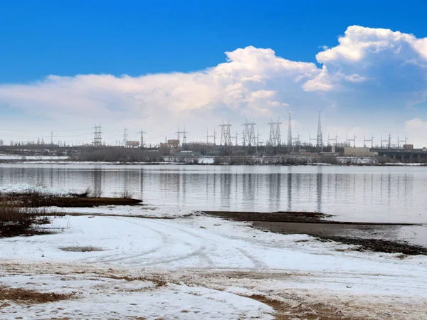 Buildings Main Structures Hydroelectric Power Station Volga River City Volgograd — Stock Photo, Image