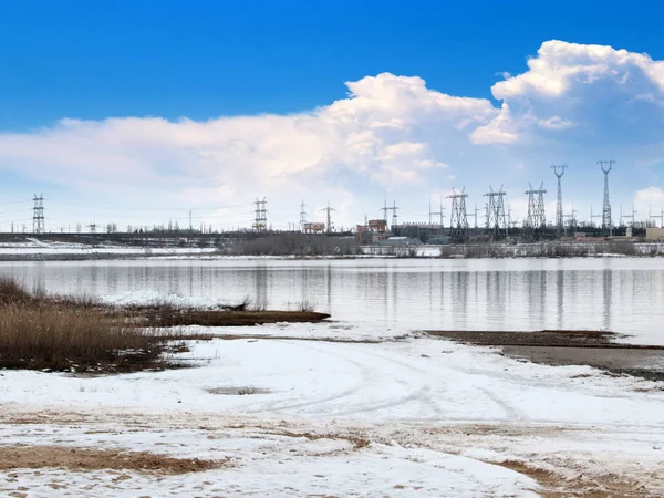 Buildings Main Structures Hydroelectric Power Station Volga River City Volgograd — ストック写真