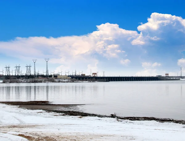 Buildings Main Structures Hydroelectric Power Station Volga River City Volgograd — Stockfoto