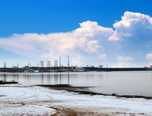 Buildings Main Structures Hydroelectric Power Station Volga River City Volgograd — Stock Photo, Image