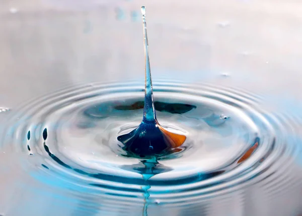 Patrones Fantásticos Superficie Del Líquido Después Que Agua Golpea Superficie —  Fotos de Stock