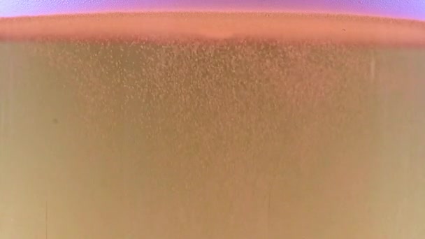 Αφρός Και Φυσαλίδες Οξυγόνου Ένα Ποτήρι Μπύρα Φως — Αρχείο Βίντεο