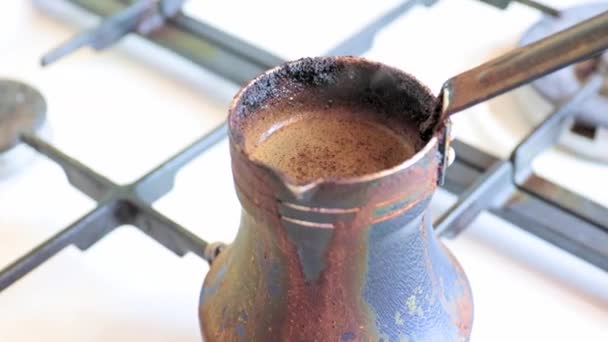 Processus Brassage Café Dans Récipient Métal Cafetière — Video