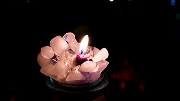 Bright Light Wax Candle Flame Surrounded Pure Ice — 비디오