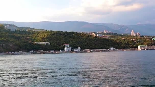 Vue Navire Sur Côte Maritime Ville Yalta République Crimée — Video