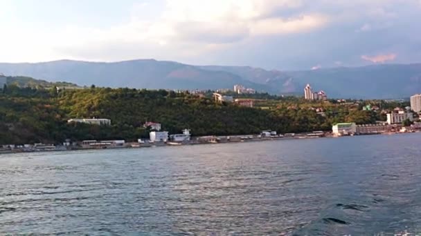 Vue Navire Sur Côte Maritime Ville Yalta République Crimée — Video