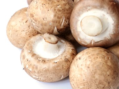 Pişirmeden önce kesme tahtasındaki taze mantarlar