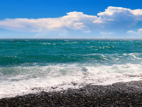 Krásná Mořská Pláž Nebe Krajina Jako Symbol Prázdninové Destinace — Stock fotografie