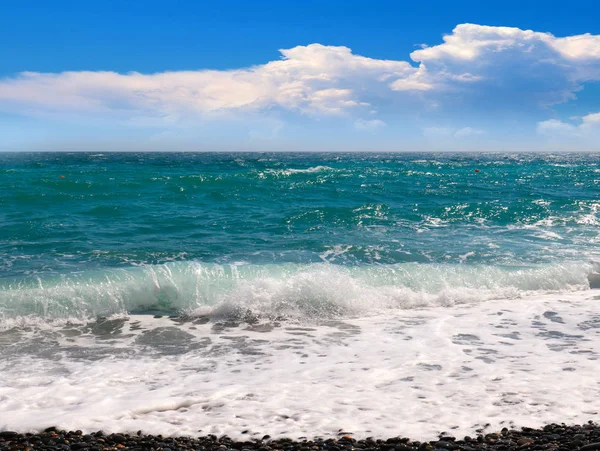 Красивий Морський Пляж Небо Пейзаж Символ Місця Відпочинку — стокове фото