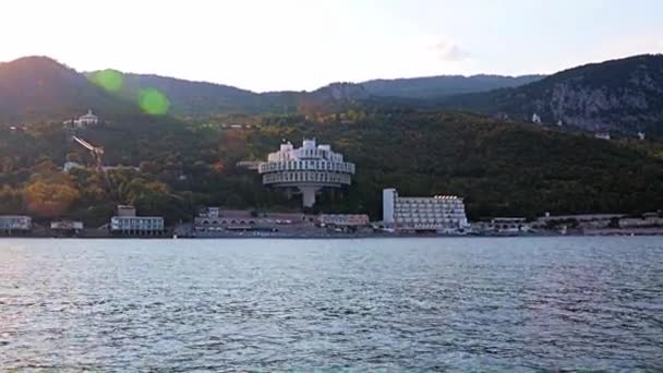 Kilátás Hajóról Krím Köztársaság Városába — Stock videók