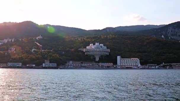 Blick Vom Schiff Auf Die Stadt Jalta Republik Krim — Stockvideo