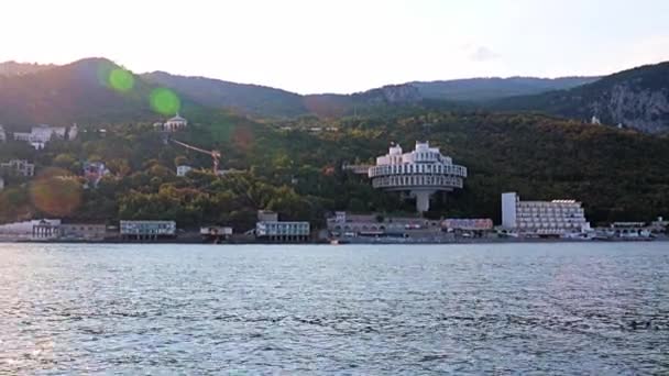 Vista Navio Para Cidade Yalta República Crimeia — Vídeo de Stock