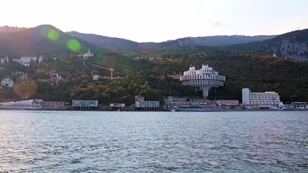 Vista Dalla Nave Alla Città Yalta Repubblica Del Crimea — Video Stock