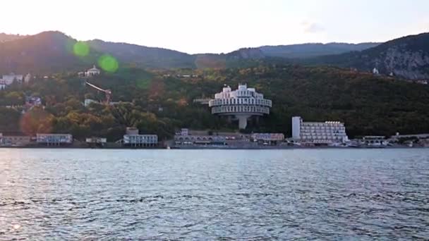 Utsikt Från Fartyget Till Staden Jalta Republiken Krim — Stockvideo