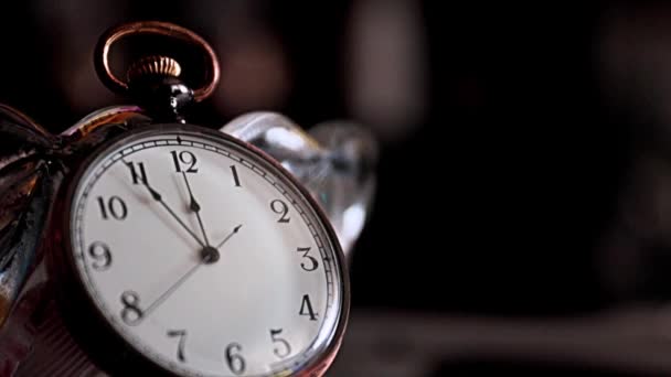 Движение Второй Руки Циферблате Старых Карманных Часов — стоковое видео