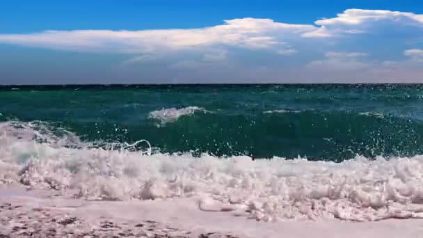 Storm Waves Sea Coast Cloudy Skies — Stock Video