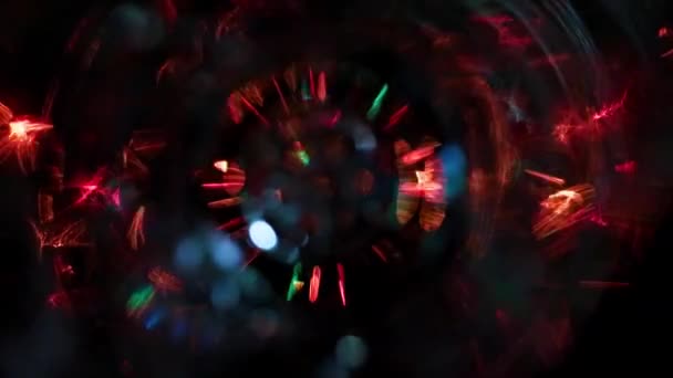 Wazig Licht Van Vakantieverlichting Een Cilindervormige Tunnel — Stockvideo