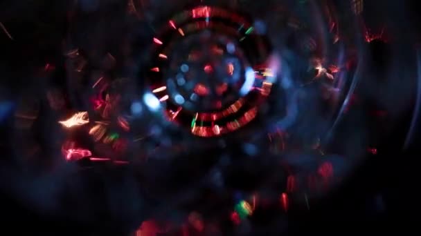 Размытый Свет Праздничной Подсветки Цилиндрическом Тоннеле — стоковое видео