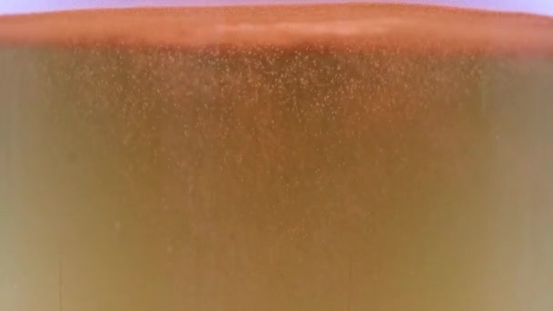 Sauerstoffblasen Der Luft Einem Glas Leichtbier — Stockvideo