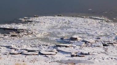 Nehrin buzlu kenarı ve berrak su