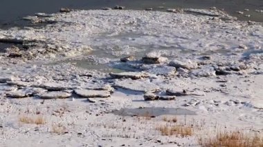 Nehrin buzlu kenarı ve berrak su