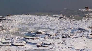 Nehrin buzlu kenarı ve berrak su