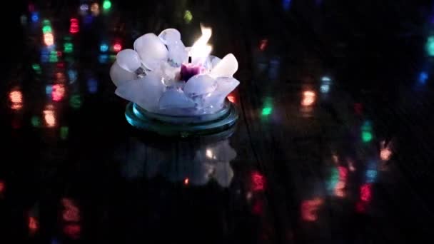 Bright Light Wax Candle Festive Illumination — Stock Video