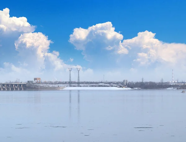 Volgograd Rusya Yakınlarındaki Volga Nehri Üzerindeki Hidroelektrik Santralleri — Stok fotoğraf