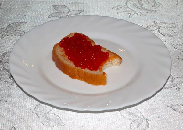 Lovely Sandwich Red Caviar Piece White Bread — Stock Photo, Image