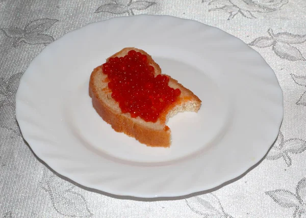 Lovely Sandwich Red Caviar Piece White Bread — Stock fotografie