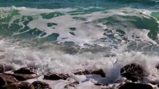 Onde Della Costa Del Mare Come Luogo Ricreazione Attiva — Video Stock