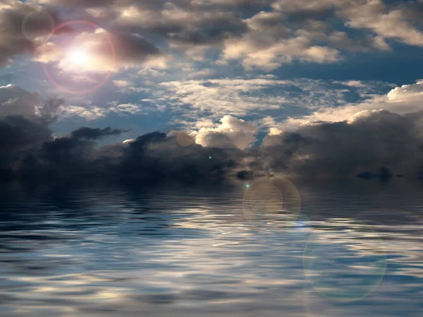 Reflection Cloudy Sky Calm Water Surface Sea — Stock Photo, Image