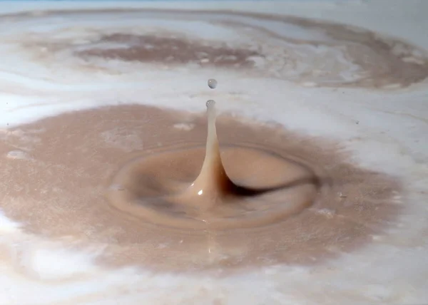 a drop of chemical liquid falls on the surface of the contaminated water solution